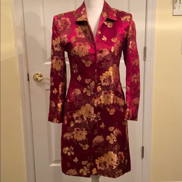 Newport News Jackets & Blazers - Newport News burgundy floral coat dress